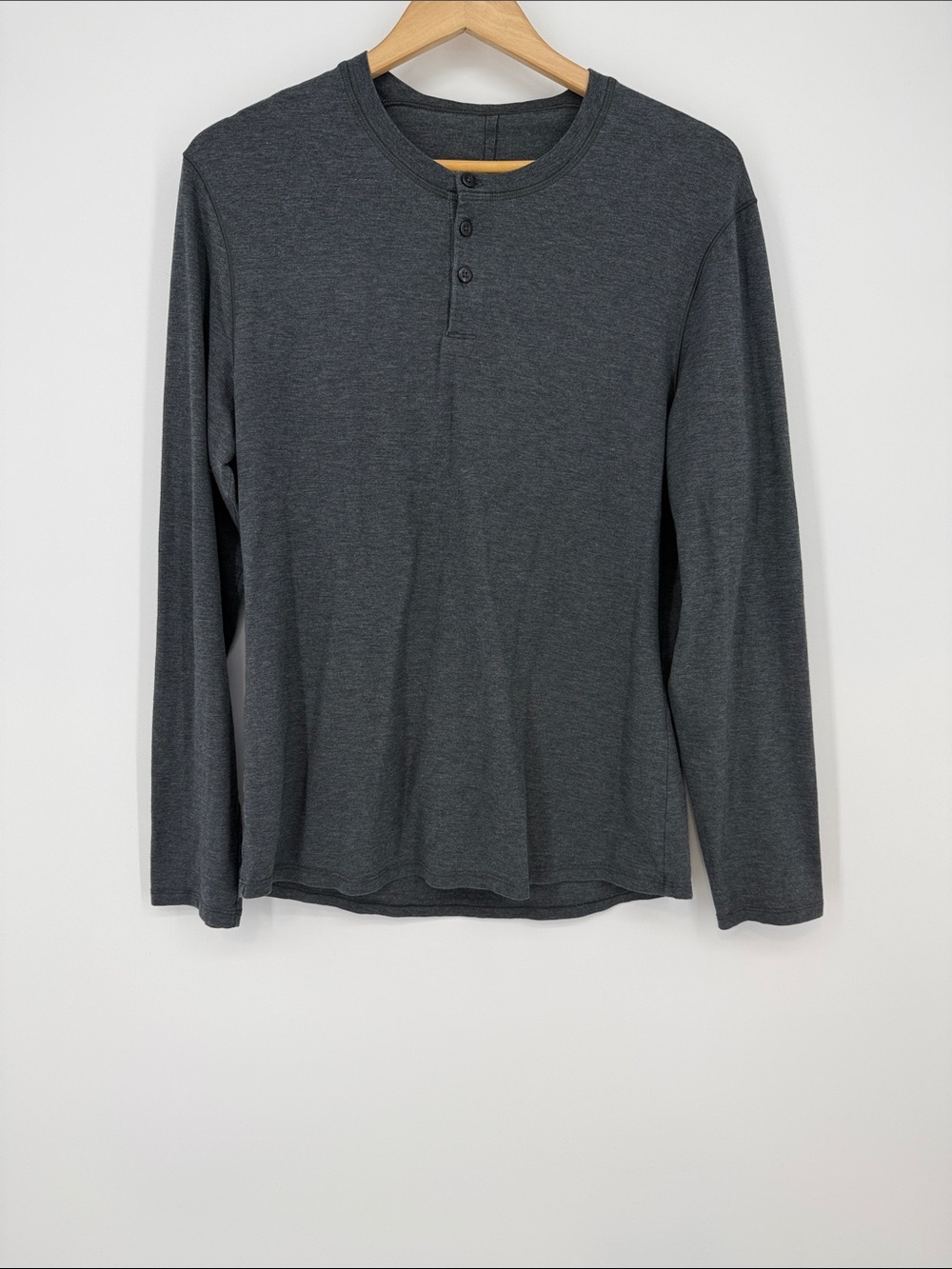 Lululemon Men's Charcoal Long-Sleeve Henley Shirt